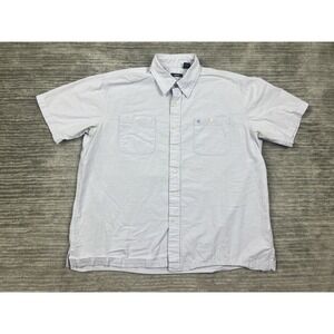 IZOD Shirt Mens XL Purple Short Sleeve Button Up Cotton Casual‎